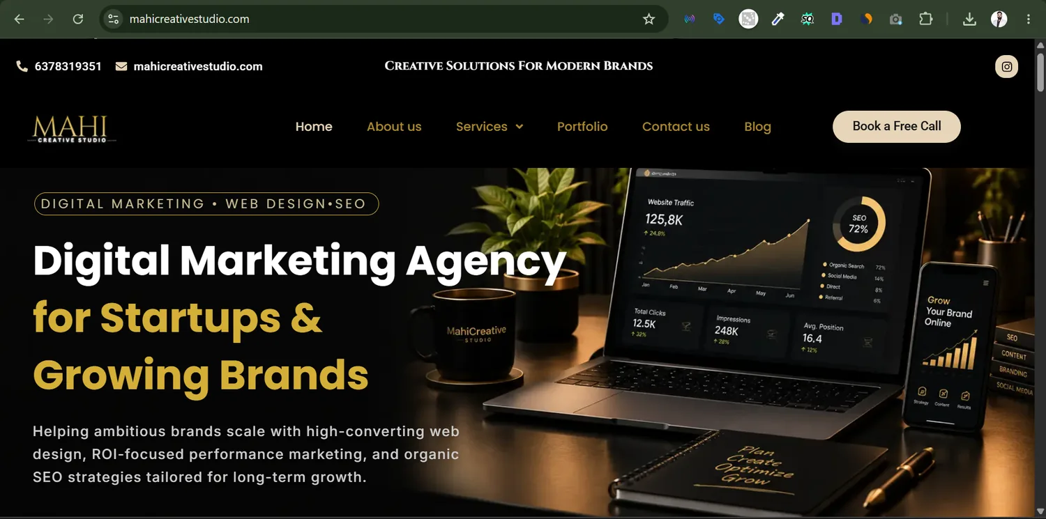 Mahi Creative Studio student website project