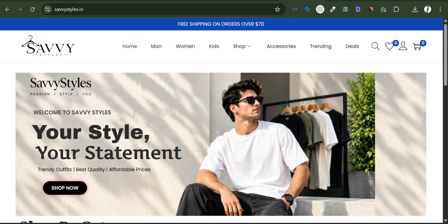 SavvyStyles e-commerce student website project